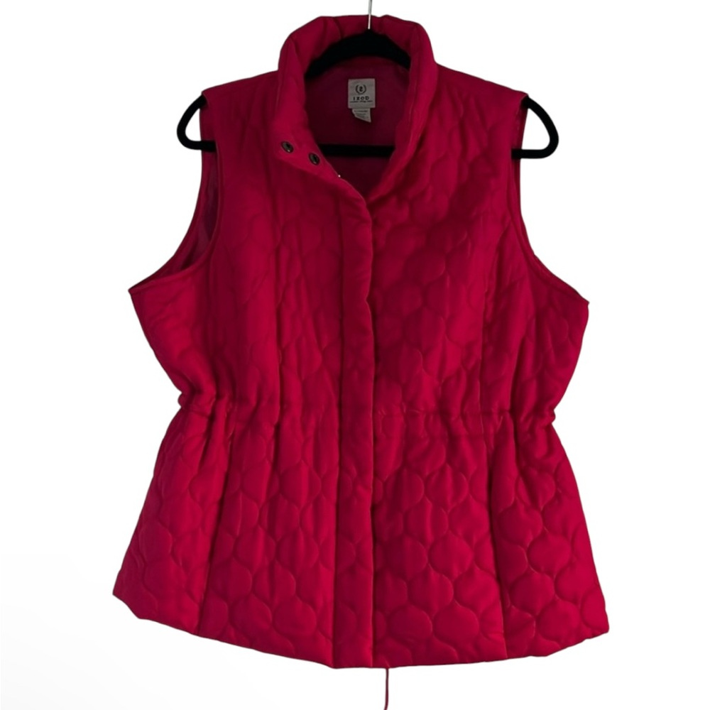 IZOD Quilted Puffer Vest - HOST PICK - XL Hot Pink Inside Waist Drawstring EUC